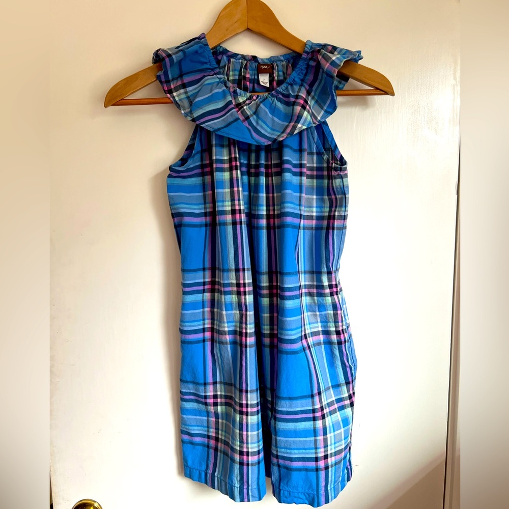 Tea collection Girl’s Blue Plaid Sleeveless Cotton Dress size 7 *Like new*